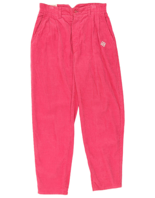 Vintage mujer cintura alta pegado pantalones de pana W26 L25 rosa