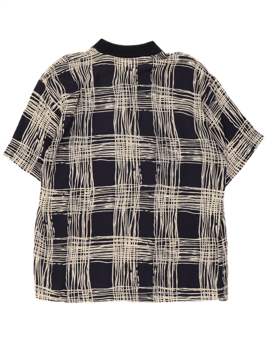 Camisa tipo jersey de manga corta para hombre Suspense Viscosa a cuadros azul marino grande