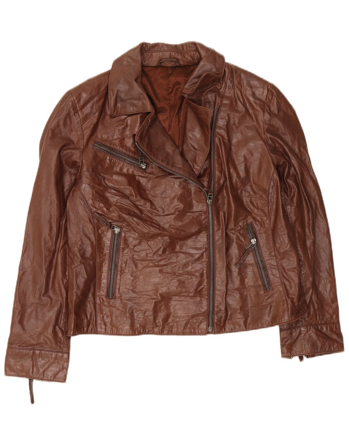 C & A Chaqueta de cuero para mujer UK 40 XL Marrón