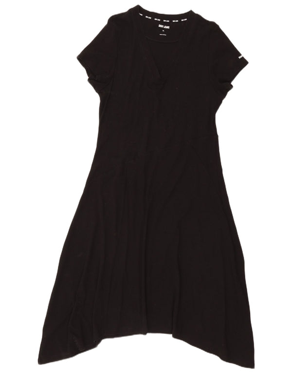 Dkny Vestido Asimétrico para Mujer UK 40 XL Algodón Negro