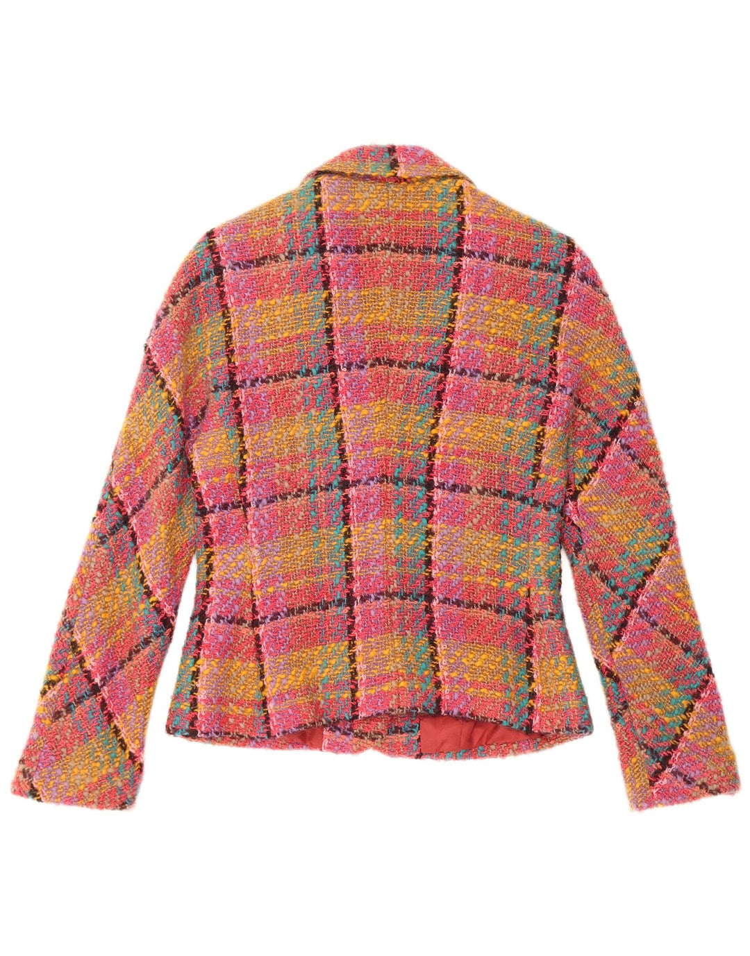 Gerard Darel Chaqueta tipo blazer de 3 botones para mujer IT 38 XS Lana a cuadros rosa
