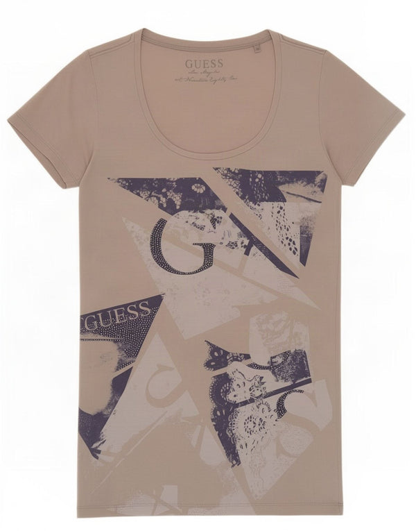 Guess Camiseta gráfica para mujer Top UK 6 XS Gris Algodón
