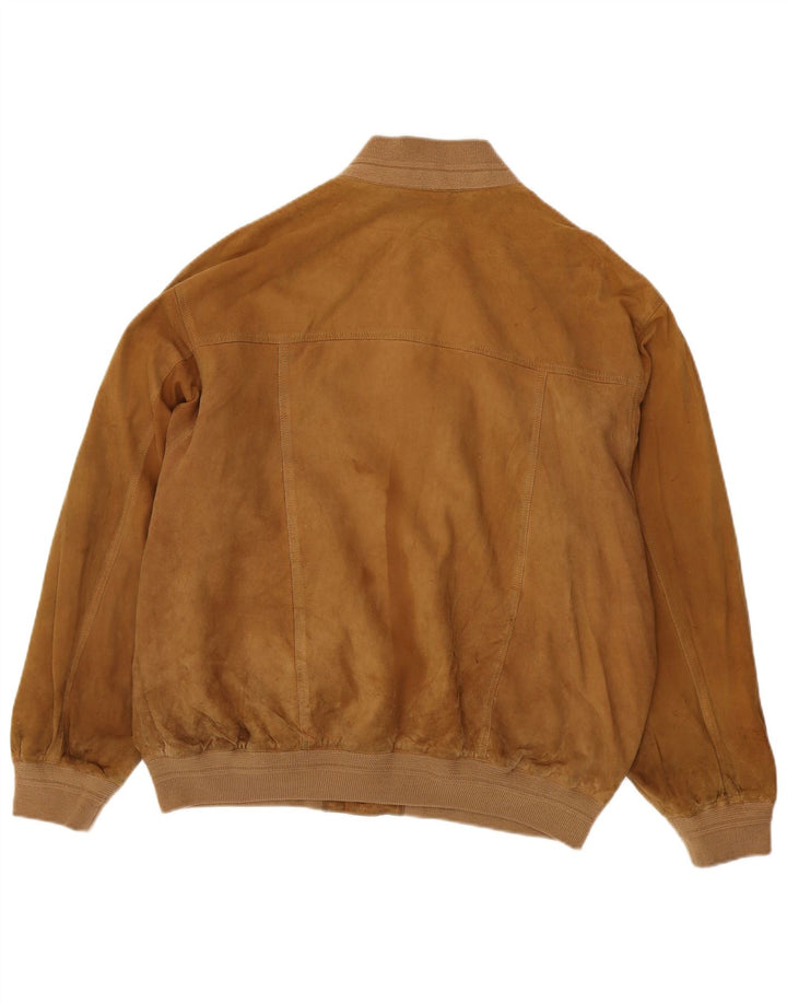 Vintage hombres ante bomber chaqueta IT 54 2XL cuero beige