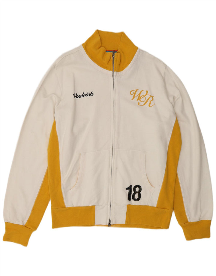 WOOLRICH Chaqueta superior de chándal con gráfico para hombre XL Algodón blanco con bloques de color
