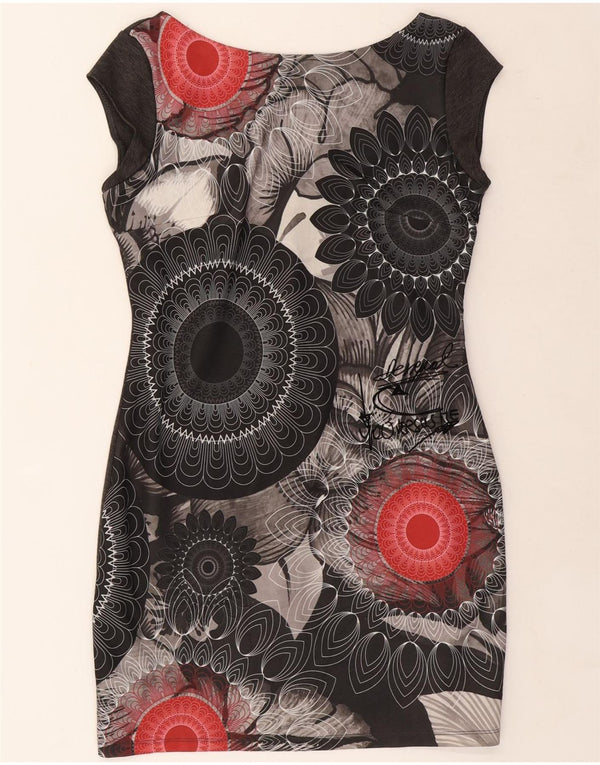 DESIGUAL Vestido tubo gráfico para mujer UK 40 XL Gris floral