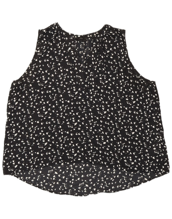 J. CREW Blusa sin mangas 365 para mujer UK 20 2XL Poliéster floral negro