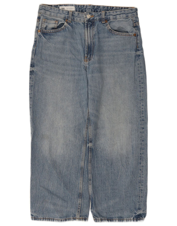 Zara Vaqueros cortos de cintura alta para mujer EU 38 Small W28 L24 Algodón azul