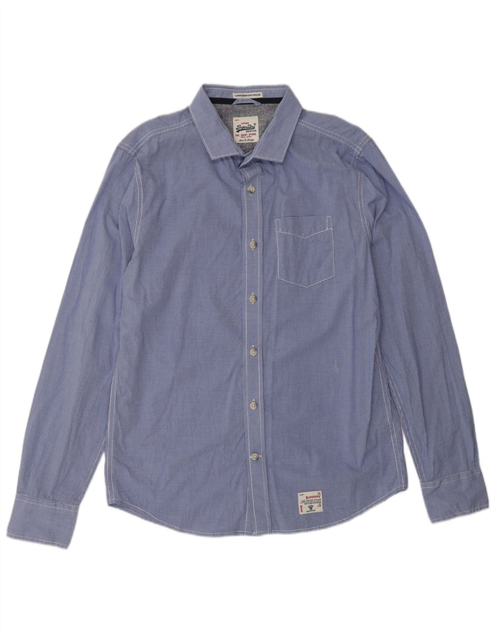 SUPERDRY Camisa Hombre XL Algodón Vichy Azul