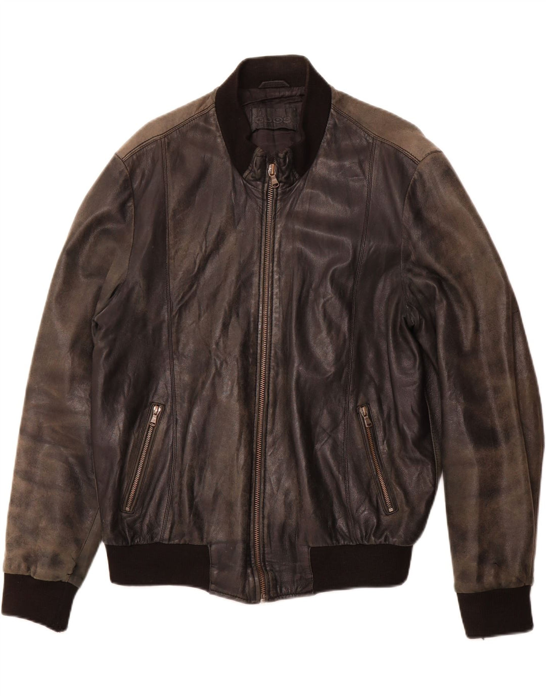 VINTAGE Chaqueta de cuero para hombre Reino Unido 38 Mediano Negro