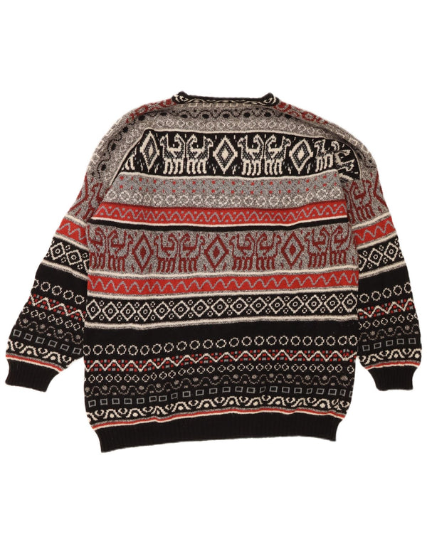 Stefanel Jersey de cuello redondo para hombre, talla grande, multicolor, Fair Isle
