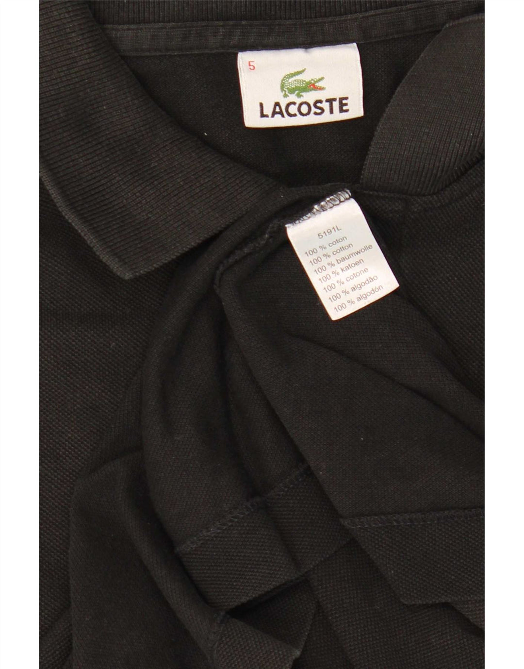 Polo Lacoste para hombre talla 5 grande algodón negro