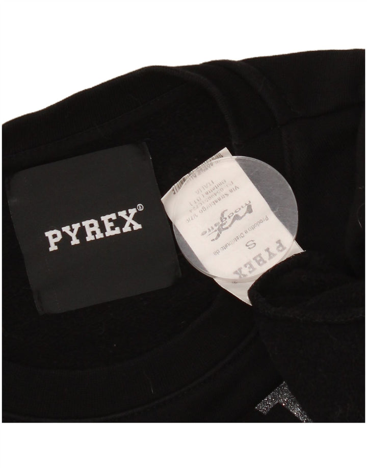 Pyrex Sudadera de gran tamaño con gráfico para mujer, talla 10, algodón negro pequeño