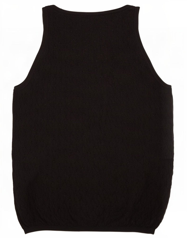 Zara Mujer Chaleco Tank Top UK 12 Medium Negro Poliéster