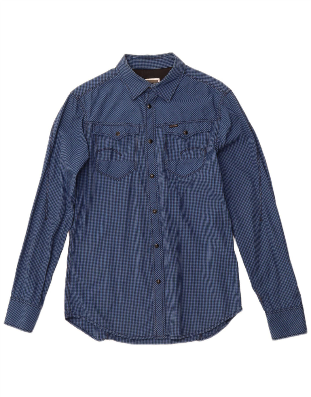 Camisa G-STAR para hombre de algodón a cuadros en azul marino mediano