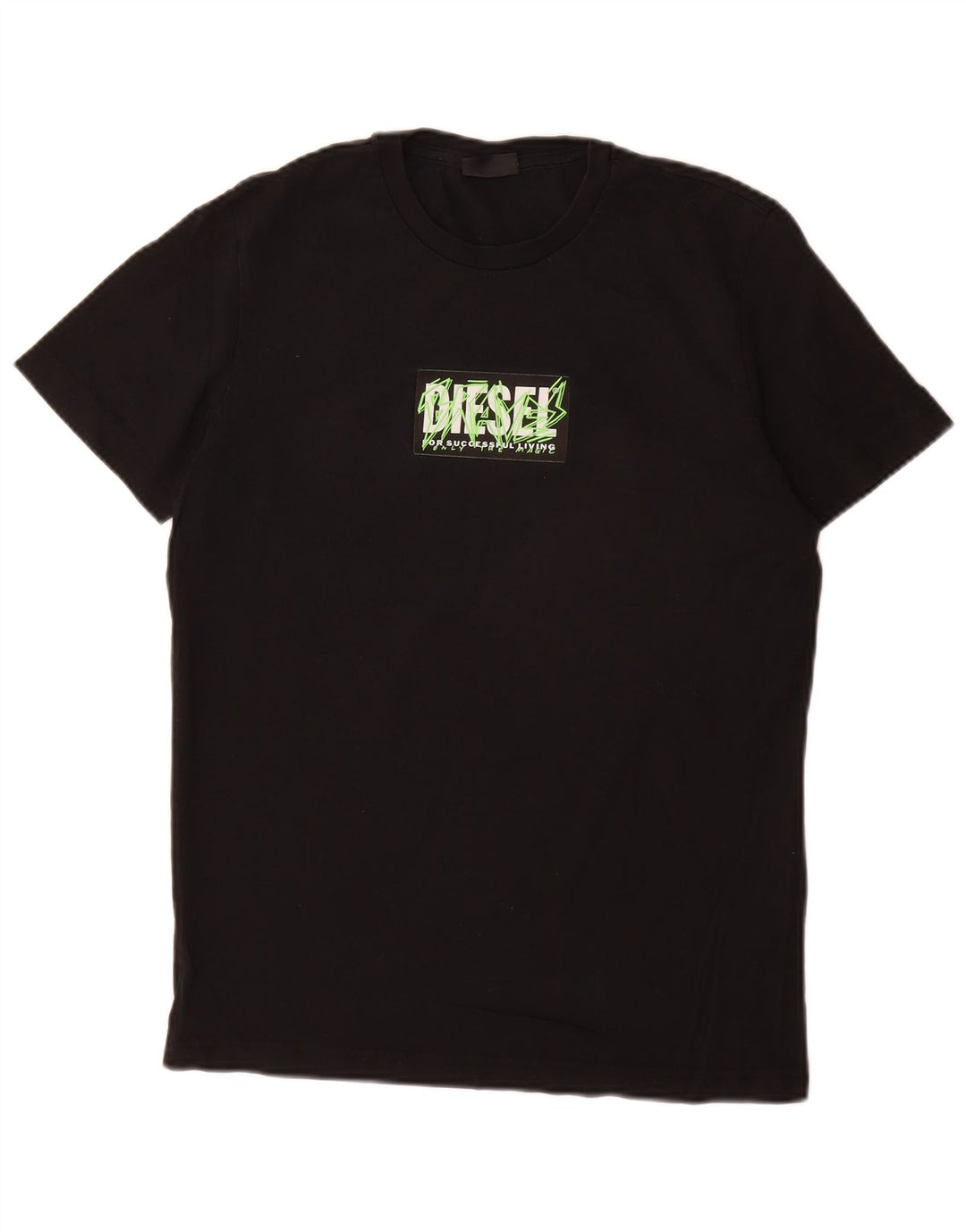 Diesel Hombre Camiseta Gráfica Top Pequeño Algodón Negro