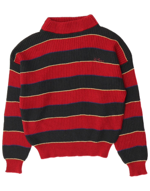 Jersey Les Copains Hombre Con Cuello Alto De Lana A Rayas Roja Mediana