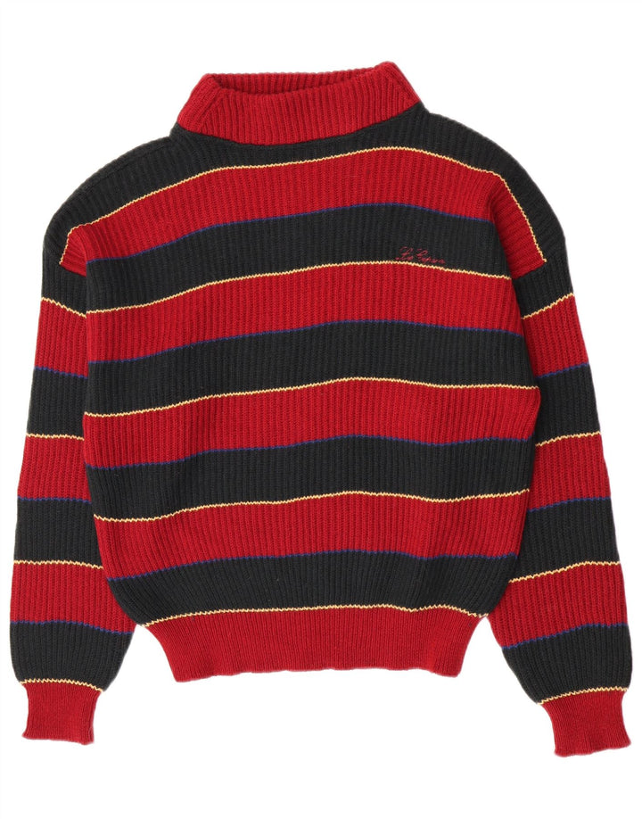 Jersey Les Copains Hombre Con Cuello Alto De Lana A Rayas Roja Mediana