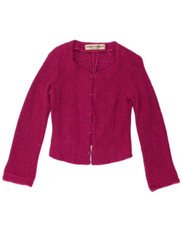 Mariella Burani Jersey Bolero para Mujer UK 44 Grande Lana Virgen Borgoña