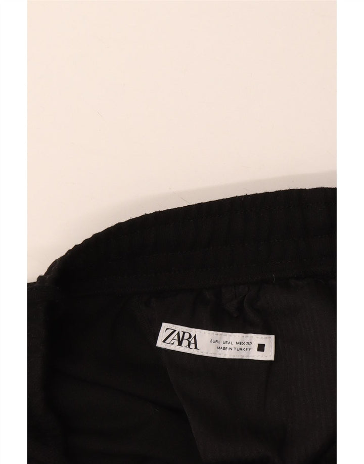 Zara Pantalones chinos cónicos para mujer UK 40 Large W32 L27 Negro