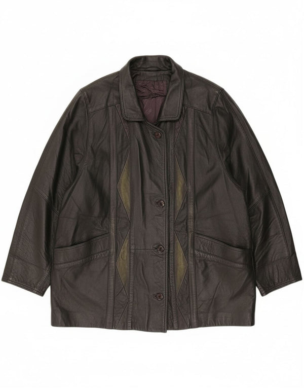 Vintage mujer suelta ajuste chaqueta de cuero EU 46 XL cuero negro