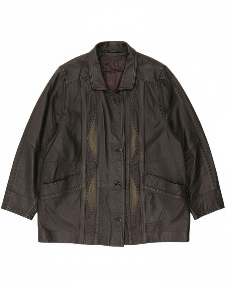 Vintage mujer suelta ajuste chaqueta de cuero EU 46 XL cuero negro
