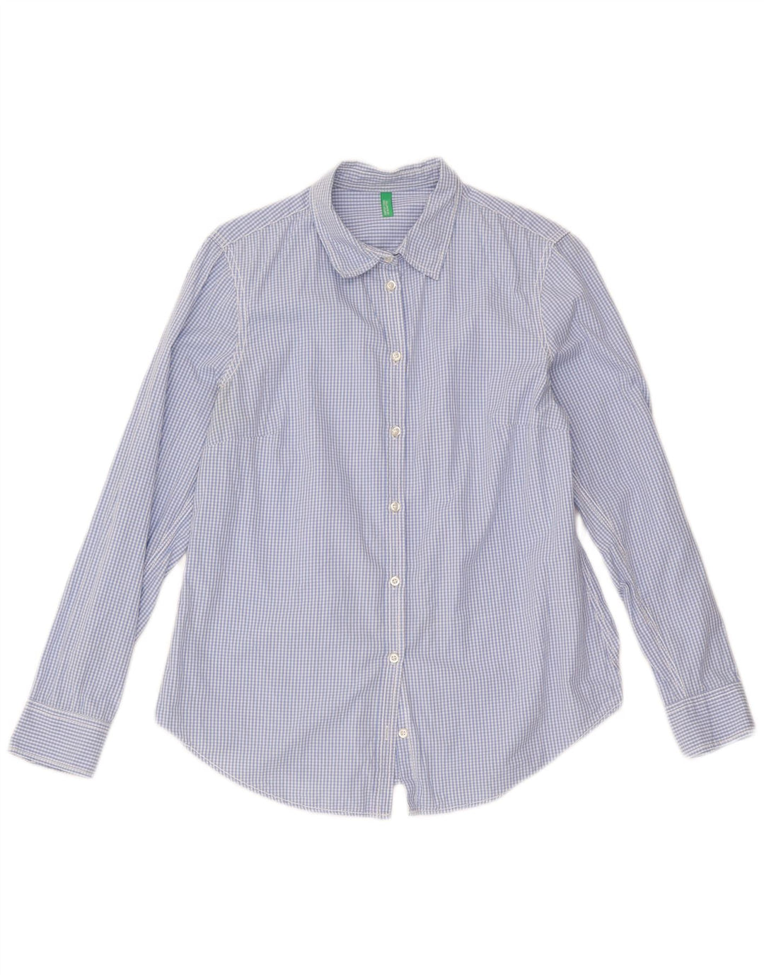 Camisa Benetton Mujer ES 42 Medio Azul Vichy
