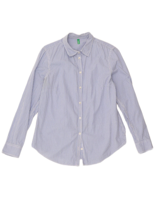Camisa Benetton Mujer ES 42 Medio Azul Vichy