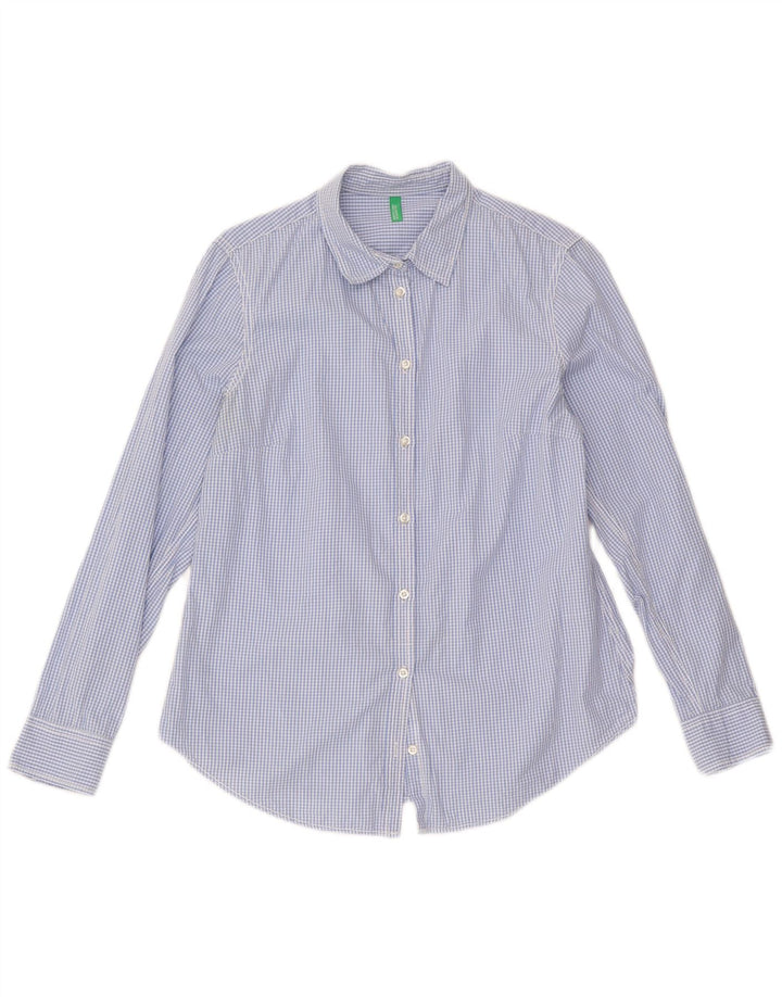 Camisa Benetton Mujer ES 42 Medio Azul Vichy