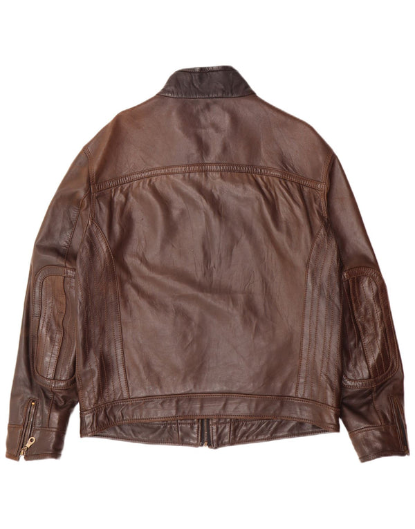 VINTAGE Chaqueta de cuero para hombre Reino Unido 38 Marrón medio