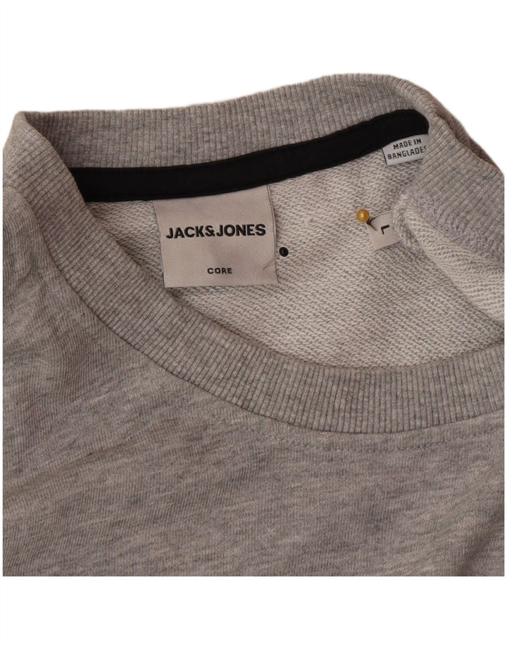 Jack & Jones Hombre Sudadera Jumper Large Gris Moteado De Algodón
