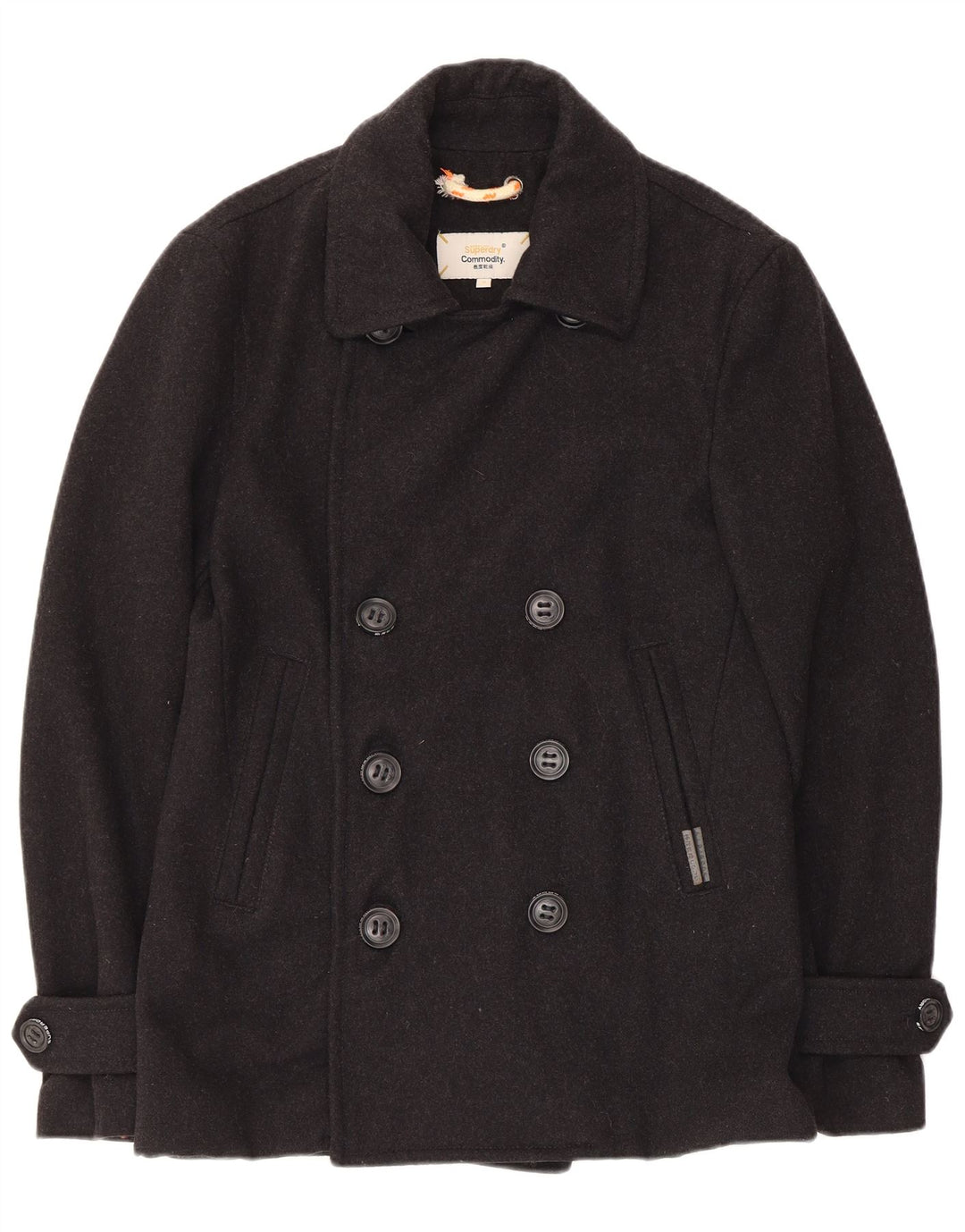 Superdry Chaquetón para hombre, talla 38, lana negra mediana