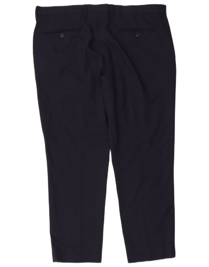ZARA Hombre Pantalón Traje Slim W36 L26 Azul Marino