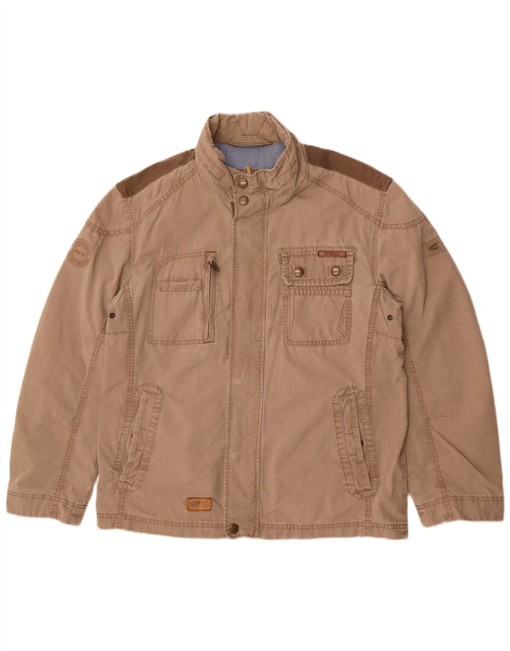 Camel Active Chaqueta utilitaria para hombre UK 40 Large Beige Colorblock