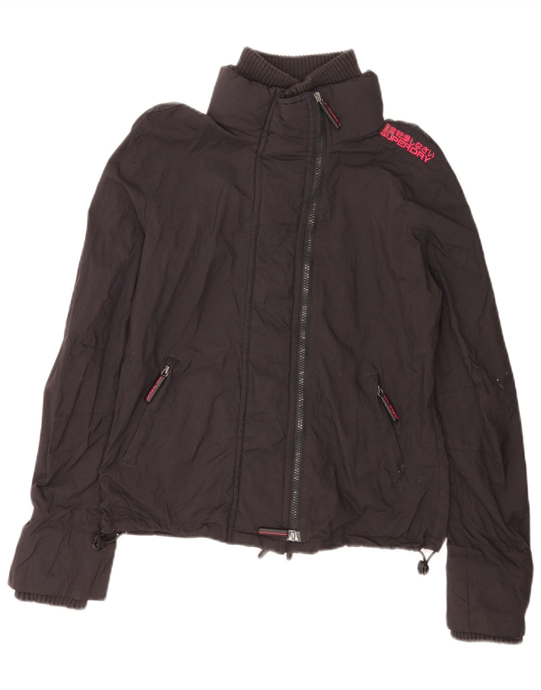 Superdry Chaqueta Cortavientos Estampada para Mujer UK 46 Large Nylon Negro