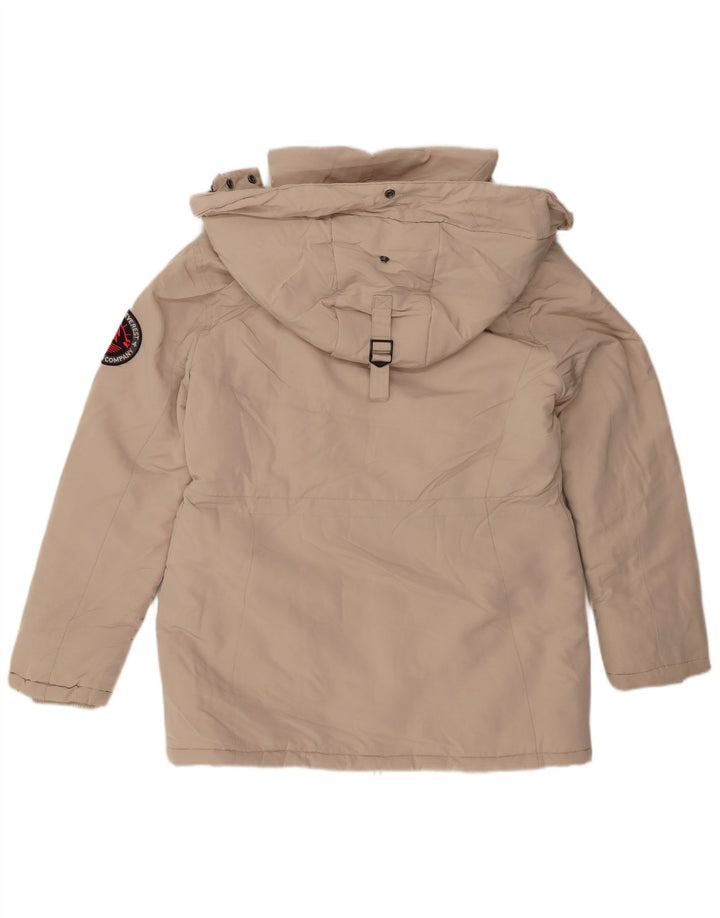 Superdry Parka con capucha para mujer, talla 42, color beige medio