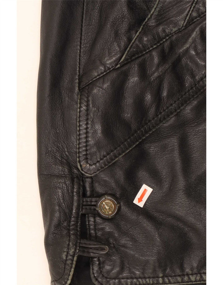 Marco Pierguidi Abrigo de cuero para hombre IT 50 Large Black