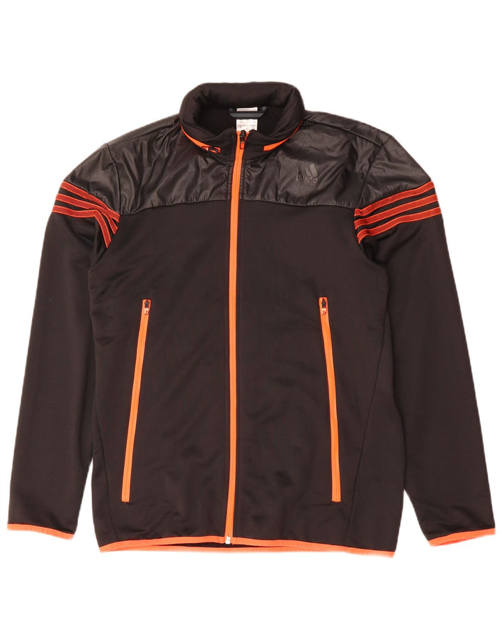 Adidas - Chaqueta de chándal con capucha para hombre, talla 38/40, poliéster negro mediano