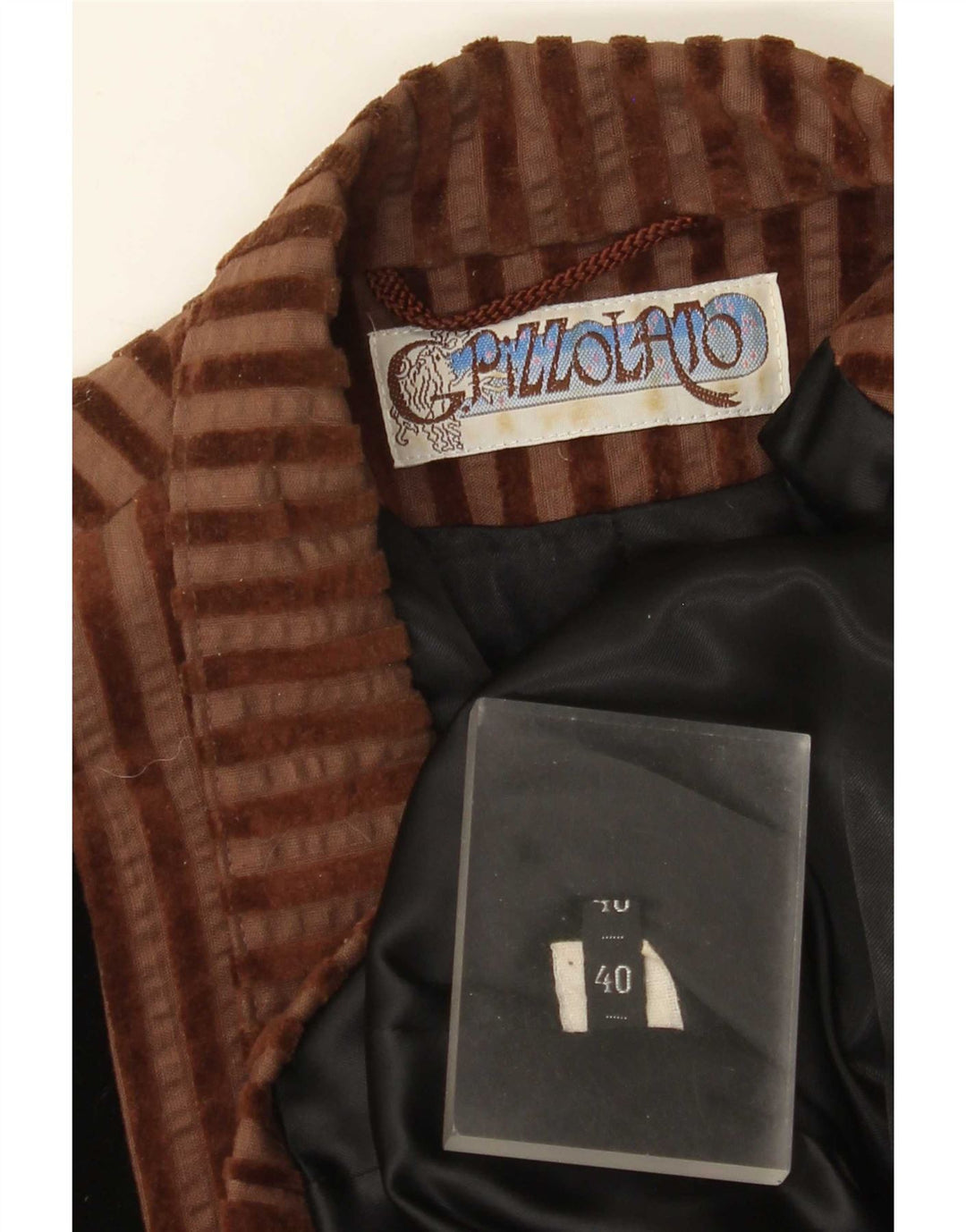 Vintage mujer 2 botones chaqueta blazer de gran tamaño EU 40 marrón medio rayas