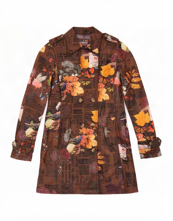 Gabardina gráfica Desigual para mujer EU 38 Poliéster floral marrón medio