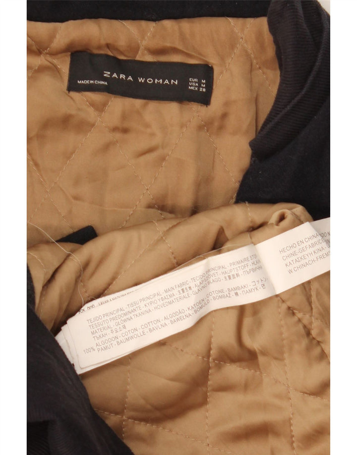 Zara Abrigo cortavientos para mujer UK 44 Algodón azul marino mediano