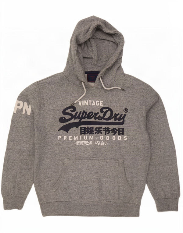Superdry Jersey con capucha gráfica para hombre XL de algodón moteado gris
