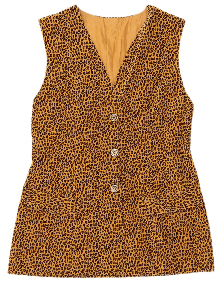 Vintage mujer 3 botones Blazer chaqueta Reino Unido 8 pequeño marrón animal print