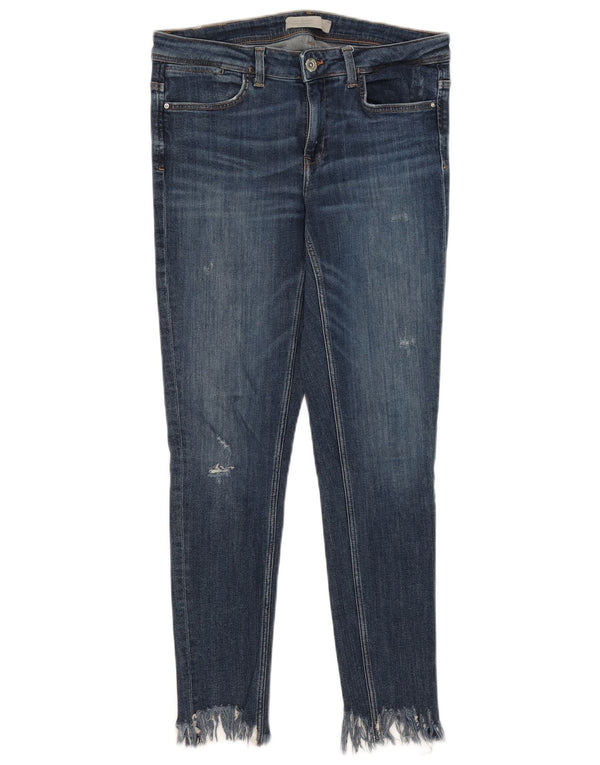 Zara Jeans Ajustados Desgastados para Mujer EU 38 Small W28 L27 Azul