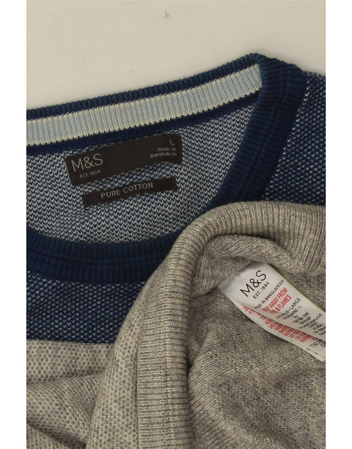 Marks & Spencer Jersey De Cuello Redondo Para Hombre De Algodón Gris Color Block Grande