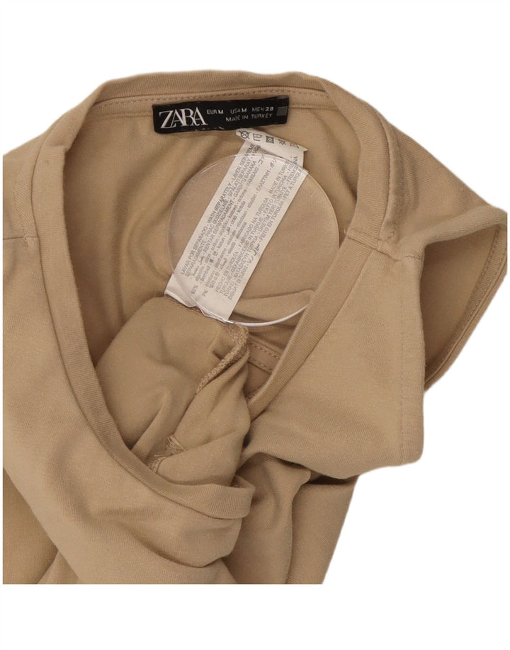 ZARA Mujer Crop Top UK 42 Algodón Beige Medio