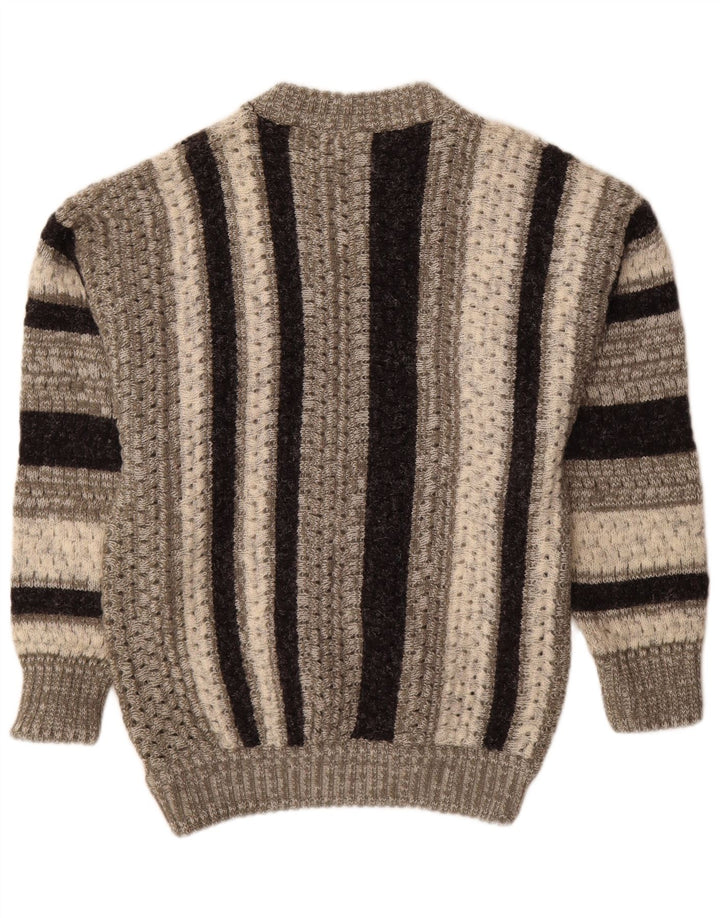 Ciao Hombre Jersey De Cuello Redondo Jersey Acrílico A Rayas Gris Medio