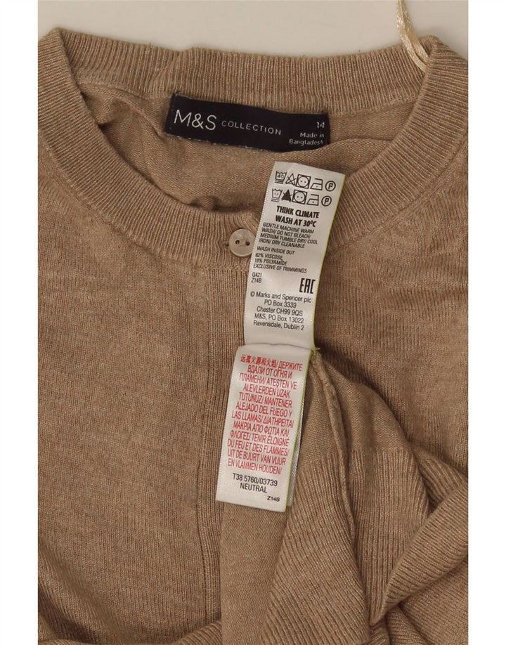 Marks & Spencer Suéter tipo cárdigan corto para mujer UK 44 Viscosa beige mediana