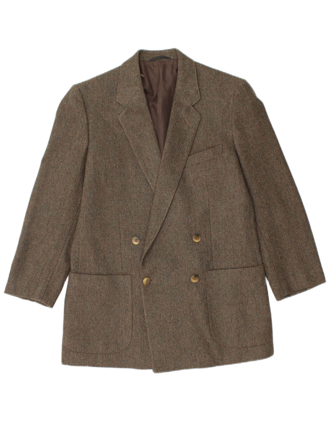 Vintage hombres chaqueta blazer de doble pecho IT 48 espiga verde medio