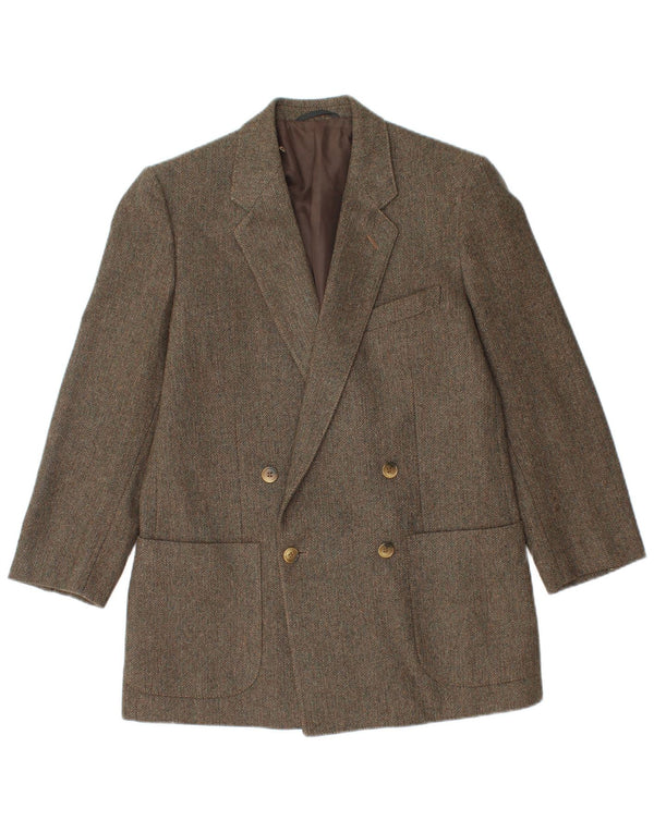 Vintage hombres chaqueta blazer de doble pecho IT 48 espiga verde medio