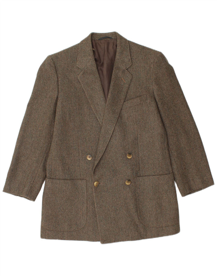 Vintage hombres chaqueta blazer de doble pecho IT 48 espiga verde medio